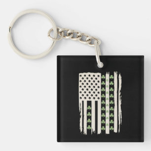 Llavero Bandera estadounidense con tréboles para St Patric