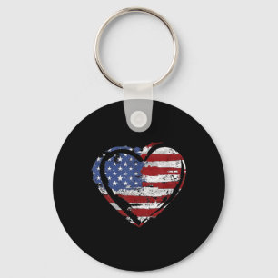 Llavero Bandera Estadounidense Corazón Fuerzas Armadas Pat