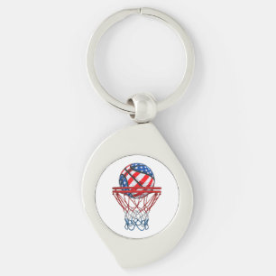 Llavero Bandera Estadounidense De Baloncesto 4 De Julio