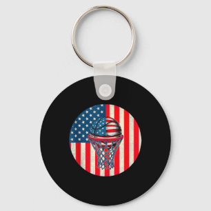Llavero Bandera Estadounidense De Baloncesto 4 De Julio Us