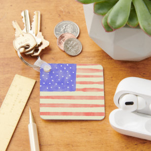 Llavero Bandera estadounidense de color acuático