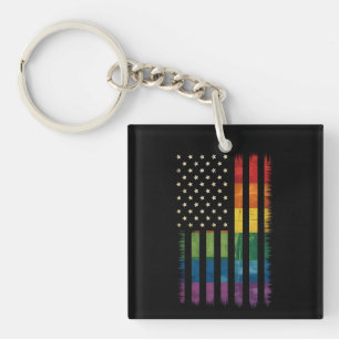 Llavero Bandera estadounidense de EE. UU. Arcoíris Orgullo