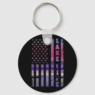 Llavero Bandera estadounidense del Lago Life Dock Sunset W