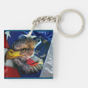 Llavero Bandera estadounidense del lobo del águila cald