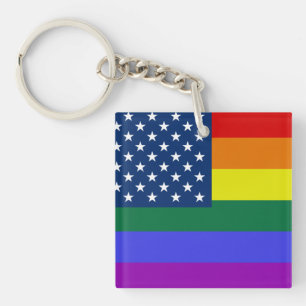 Llavero Bandera estadounidense del Orgullo LGBT con estrel