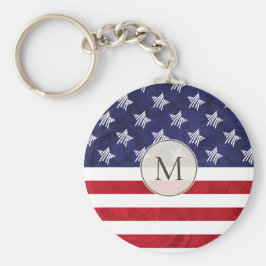 Llavero Bandera estadounidense estilizada de color blanco 