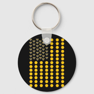 Llavero Bandera estadounidense Honeycomb Honey Bee Beekeep