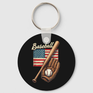 Llavero Bandera Estadounidense Jugador De Béisbol Fan Catc
