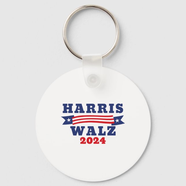 Llavero Bandera estadounidense Walz 2024 Kamala Harris Tim (Anverso)