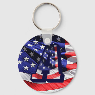 Llavero Bandera estadounidense y cadena de claves "A"