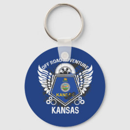 Llavero Bandera estatal de Kansas frente a Road Adventure 