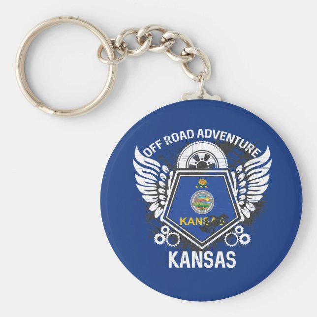 Llavero Bandera estatal de Kansas frente a Road Adventure  (Frente)