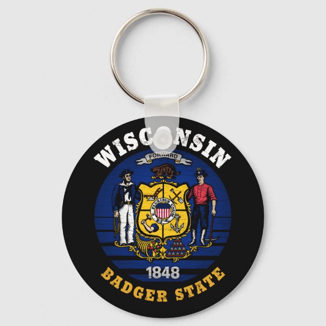 LLAVERO BANDERA ESTATAL DE WISCONSIN BADGER (Anverso)