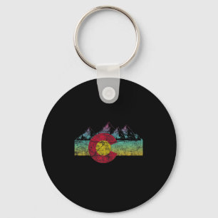 Llavero Bandera Estatal Retro Montañas Rocosas Colorado Es