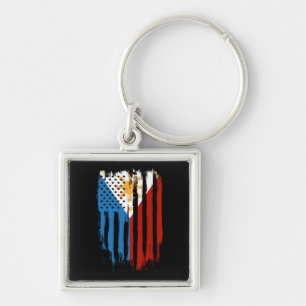 Llavero Bandera filipina mitad americana mitad filipina
