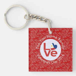 Llavero Bandera Filipina Roja de AMOR Personalizada