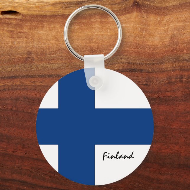 Llavero Bandera finlandesa y vacaciones en Finlandia, viaj (Anverso)