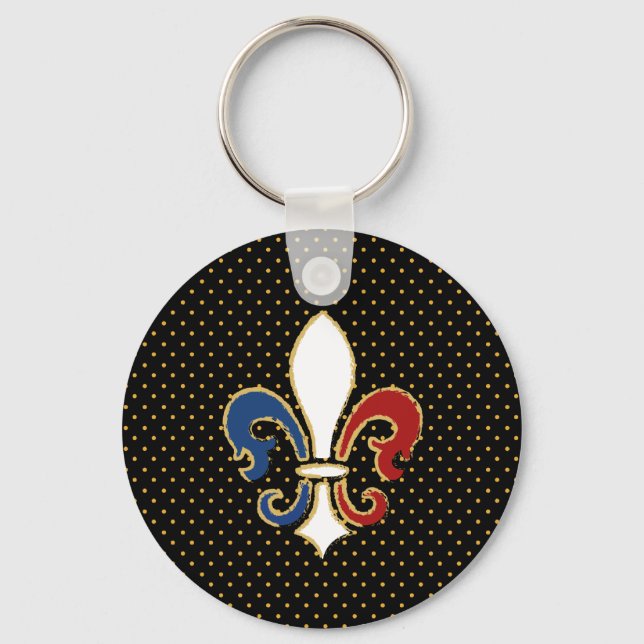 Llavero Bandera francesa Fleur de Lis con oro (Anverso)