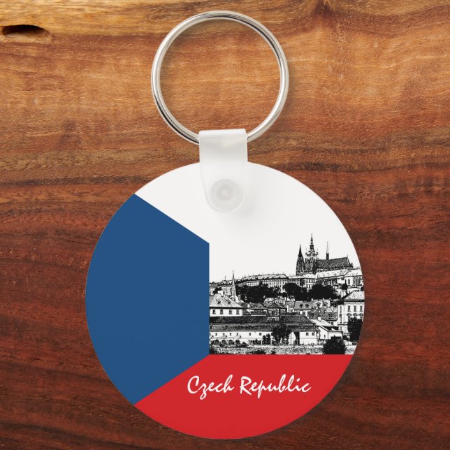 Llavero Bandera histórica de Praga y checa, República Chec (Anverso)