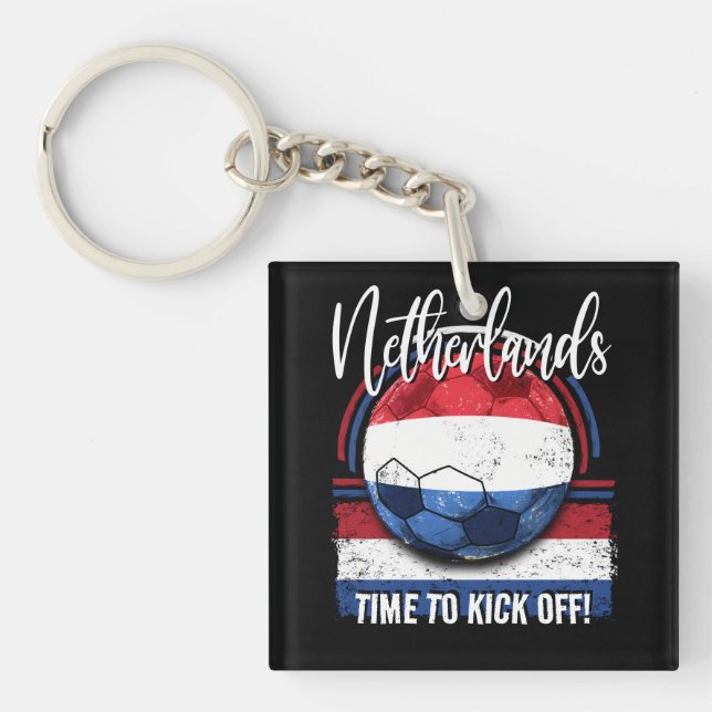Llavero Bandera holandesa de fútbol, bandera angustiada (Frente)
