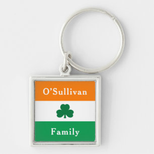 Llavero Bandera irlandesa de nombre de familia personaliza