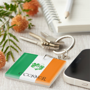 Llavero Bandera irlandesa O,Anillo de claves CONNOR