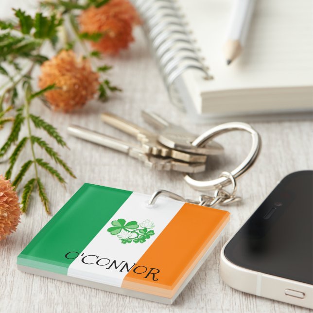 Llavero Bandera irlandesa O,Anillo de claves CONNOR (Frente Derecha)