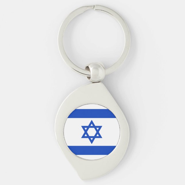 Llavero Bandera israelí azul blanco moderno patriótico (Anverso)