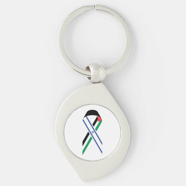 Llavero Bandera israelí y palestina cinta de la paz (Anverso)