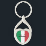 Llavero Bandera italiana del personalizado de Italia regal<br><div class="desc">Bandera italiana de Italia personalizado de la cadena del corazón regalo. Cadenas de claves personalizadas con marcas,  imágenes fotográficas o iniciales de nombre de monograma.</div>