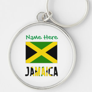 Llavero Bandera Jamaicana Verde Personalización Redondo