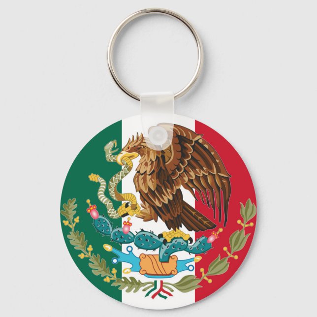 Llavero Bandera mexicana y cadena de claves tricolor del e (Anverso)