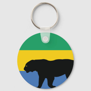 Llavero Bandera nacional animal Gabonesa del leopardo negr