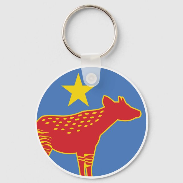 Llavero Bandera nacional congolesa del Okapi del Congo (Anverso)