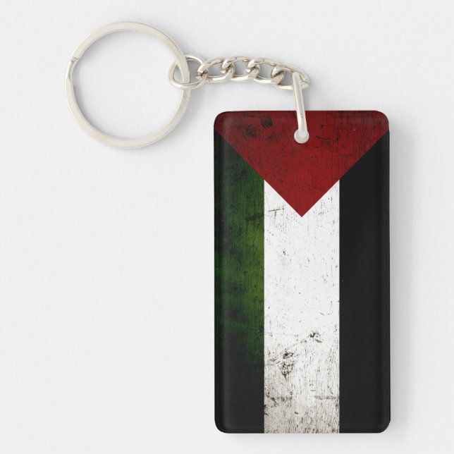 Llavero Bandera negra de Palestina del Grunge (Frente)