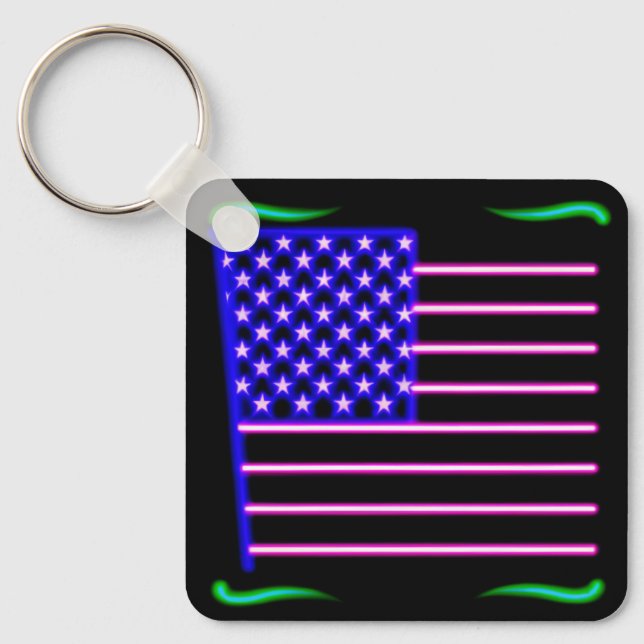 Llavero Bandera Neon American (Anverso)