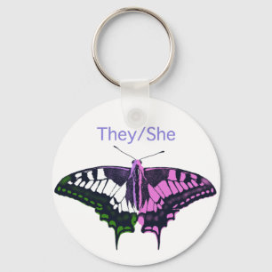 Llavero Bandera No Binaria Mariposa Trasera