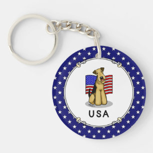 Llavero Bandera norteamericana de Estados Unidos Airedale