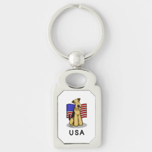 Llavero Bandera norteamericana de Estados Unidos Airedale