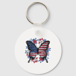 Llavero Bandera Norteamericana De Mariposa Patriótica Eeuu