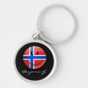 Llavero Bandera noruega brillante redonda sonriente
