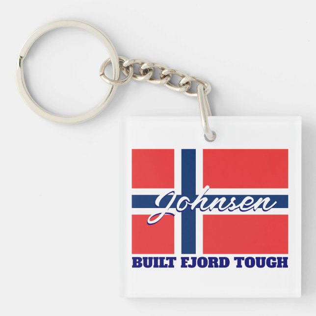 Llavero Bandera noruega y fiordo construido (Frente)