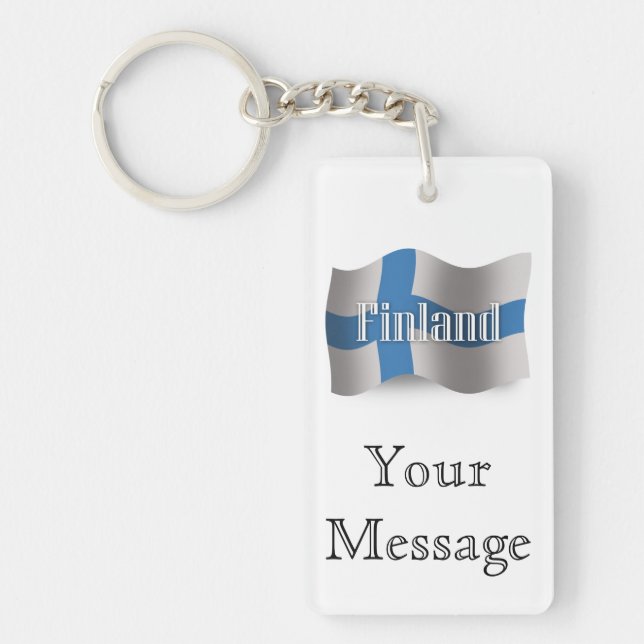Llavero Bandera ondulada de Finlandia (Frente)