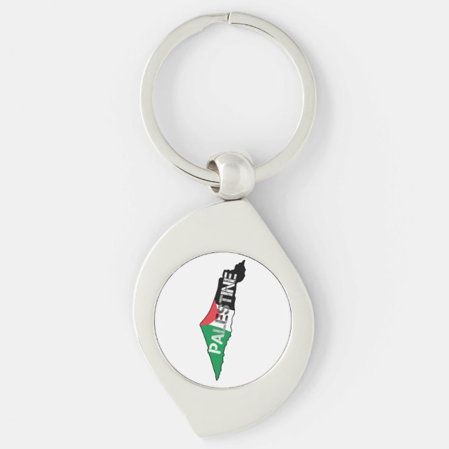 Llavero Bandera Palestina Libre en el mapa de Palestina (Anverso)