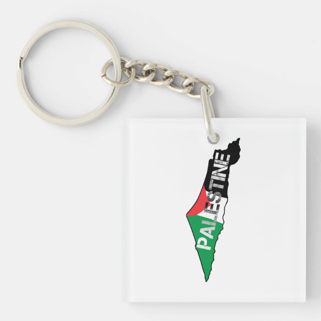 Llavero Bandera Palestina Libre en el mapa de Palestina (Frente)