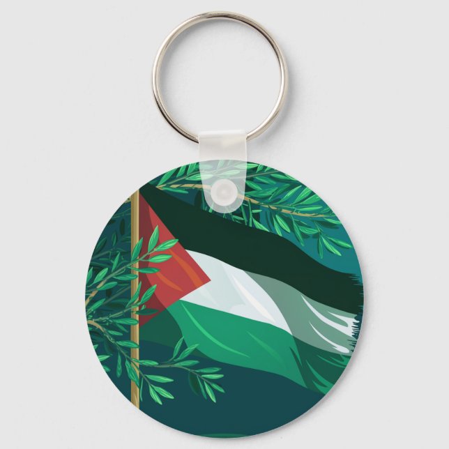 Llavero Bandera palestina y olivo (Anverso)