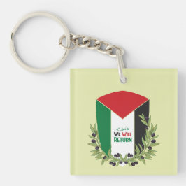 Llavero Bandera palestina y ramas de olivo