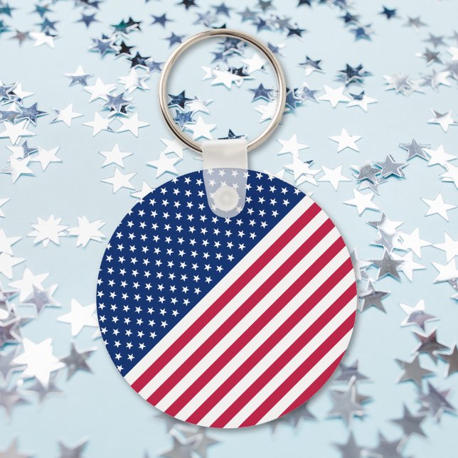 Llavero Bandera Patriótica EEUU Bandera Roja Blanco Estrel (Patriotic USA Flag Red White Blue Stars Stripes Keychain)