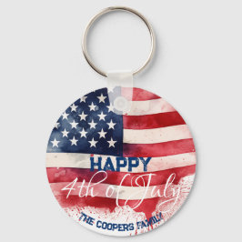 Llavero Bandera Patriótica Estadounidense Feliz 4 de Julio