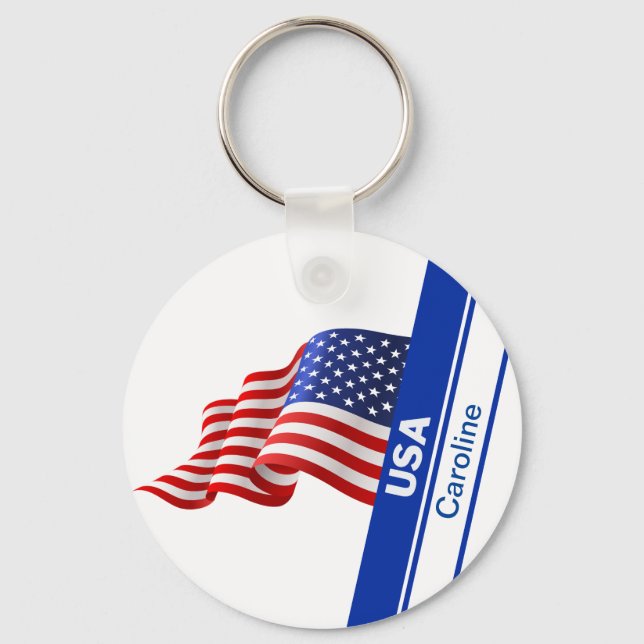Llavero Bandera Patriótica Personalizada de los Estados Un (Anverso)